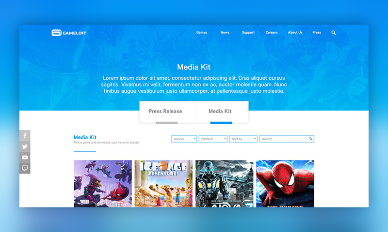 Game Media Kit Website